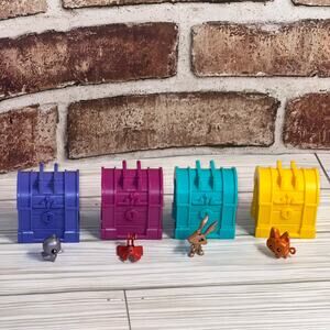 Animal Jam Adopt-A-Pet Treasure Chest Lot of 4 Fox Rabbit Butterfly Bird